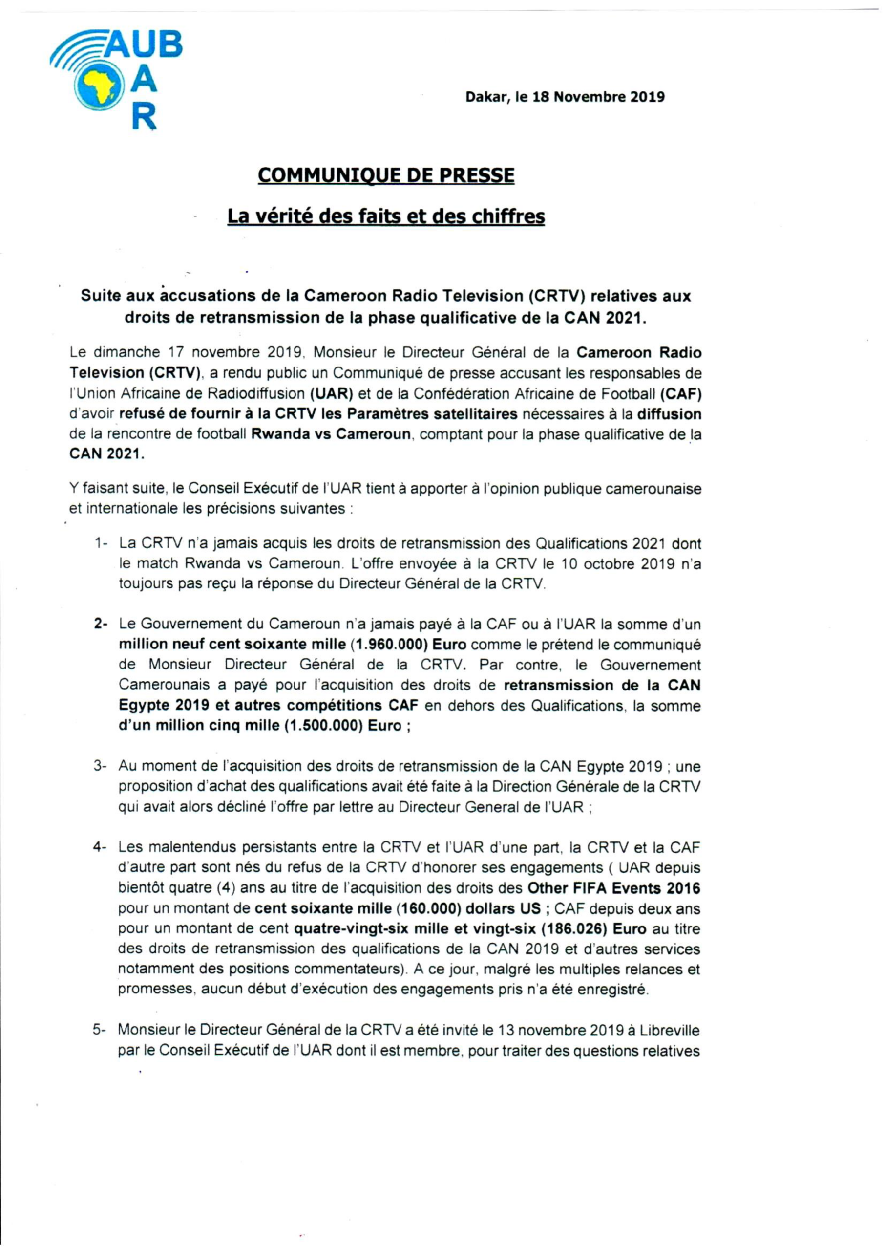 Communiqué de presse UAR page 1